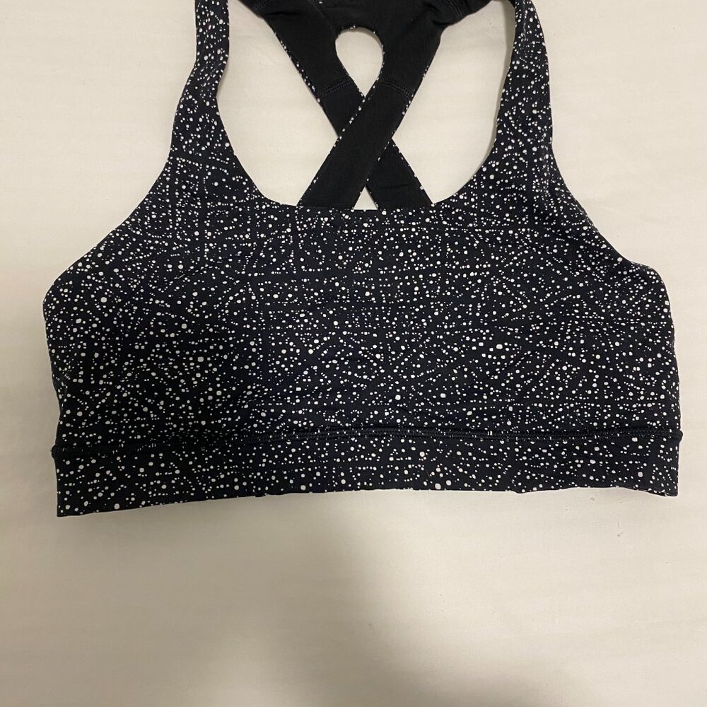 Lululemon energy bra size 6 black white splatter